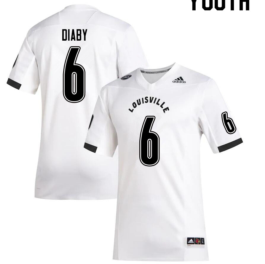 Youth #6 YaYa Diaby Louisville Cardinals College Football Jerseys Sale-White - Click Image to Close